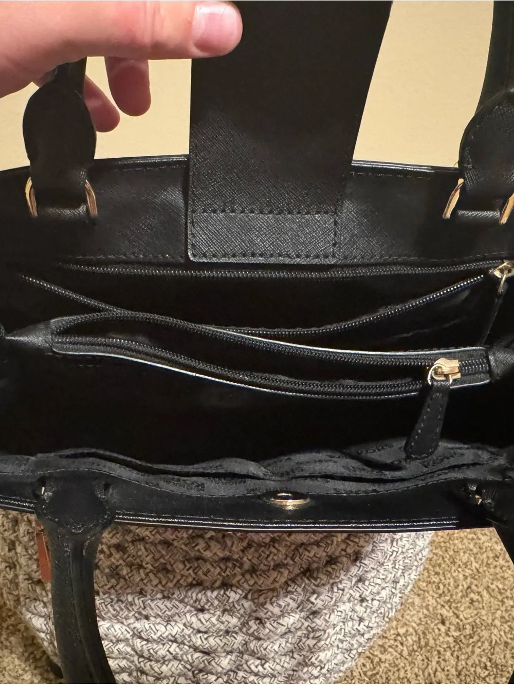 Michael Kors Black Saffiano Satchel with Gold Hardware